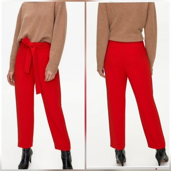 Aritzia Wilfred Front Tie High Rise Ankle Pants size 2 red. - Picture 5 of 17